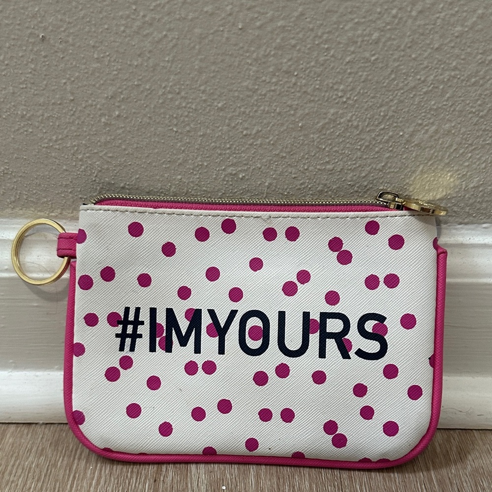 -Dabney Lee Pink Polka Dot Wristlet